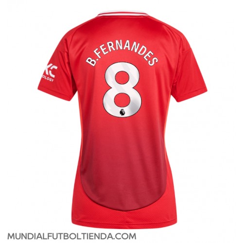 Camiseta Manchester United Bruno Fernandes #8 Primera Equipación Replica 2024-25 para mujer mangas cortas